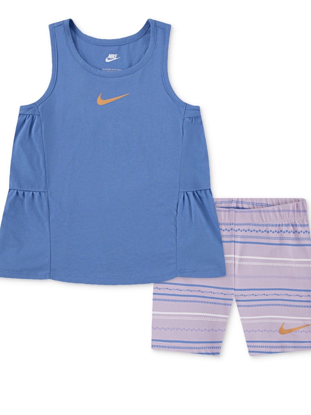 Nike Girls' Blue Tank Top with Lavender Patterned Shorts